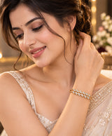 Elegant Gold-Tone Marquise Crystal Open Bangle Bracelet