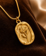 Elegant Gold-Tone Rose Flower Pendant Necklace for Women