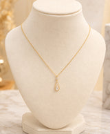 Elegant Gold-Tone Teardrop Crystal Pendant Necklace for Women