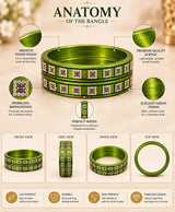 Elegant Green Rhinestone Acrylic Lac Bangle Set
