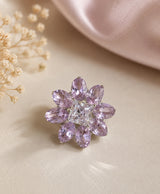 Elegant Lavender Crystal Floral Stud Earrings