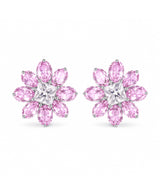 Elegant Lavender Crystal Floral Stud Earrings