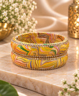 Elegant Multicolor Marble Pattern Lac Bangle Set