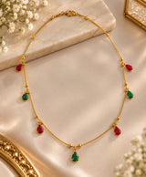 Elegant Multicolor Teardrop Charm Gold-Tone Necklace