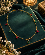 Elegant Multicolor Teardrop Charm Gold-Tone Necklace