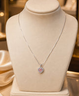Elegant Pink Heart Halo Pendant Necklace