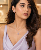 Elegant Pink Heart Halo Pendant Necklace