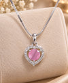 Elegant Pink Heart Halo Pendant Necklace