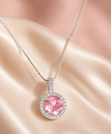 Elegant Pink Stone Halo Pendant Necklace for Women