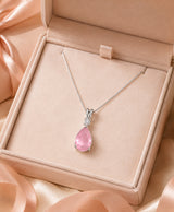 Elegant Pink Teardrop Crystal Pendant Necklace for Women