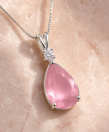 Elegant Pink Teardrop Crystal Pendant Necklace for Women