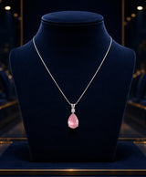 Elegant Pink Teardrop Crystal Pendant Necklace for Women