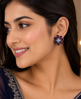 Elegant Purple Crystal Flower Stud Earrings