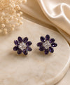 Elegant Purple Crystal Flower Stud Earrings