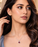 Elegant Red Heart Halo Pendant Necklace