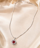 Elegant Red Heart Halo Pendant Necklace