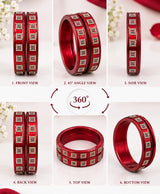 Elegant Red Multicolor Stone Studded Designer Lac Bangle Set
