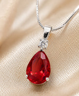 Red Teardrop Crystal Pendant Necklace