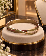 Elegant Rose Gold Interwoven Open Bracelet