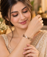 Elegant Rose Gold Interwoven Open Bracelet