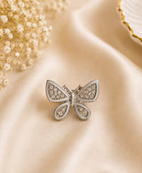 Elegant Silver Butterfly Crystal Stud Earrings