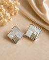 Elegant Silver Geometric Square Stud Earrings