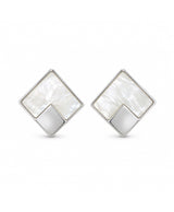 Elegant Silver Geometric Square Stud Earrings