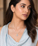 Elegant Silver-Tone Cushion Halo Pendant Necklace