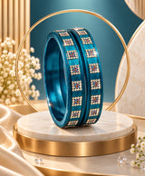 Elegant Teal Blue Multicolor Stone Studded Designer Lac Bangle Set