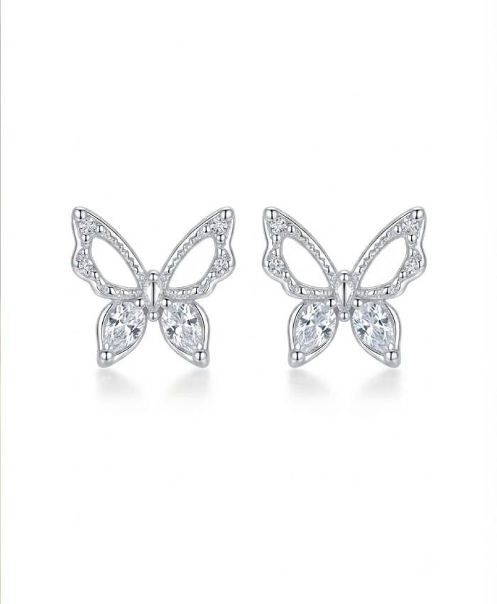 Elegant Crystal Butterfly Stud Earrings
