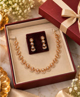 Elegant Gold-Tone Necklace & Earrings Set