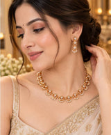 Elegant Gold-Tone Necklace & Earrings Set
