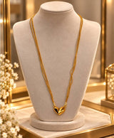 Elegant Gold Multi-Strand Heart Pendant Necklace