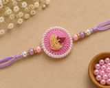 Elegant Pink Lotus Designer Rakhi Combo Set