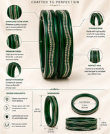 Emerald Green Crystal-Embellished Lac Bangle Set
