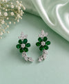 Emerald Green Floral Crystal Ear Climbers