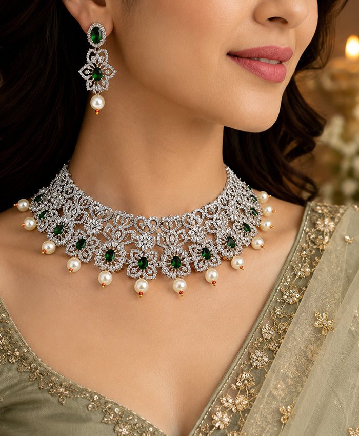 Emerald Royale Pearl Choker Set