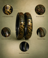 Emerald Green Gold Floral Enamel Lac Bangles