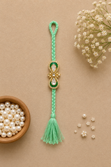 Emerald Green Braided Kundan Designer Rakhi