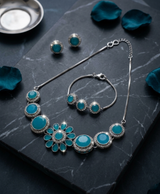 Aqua Bloom Turquoise Statement Necklace Set