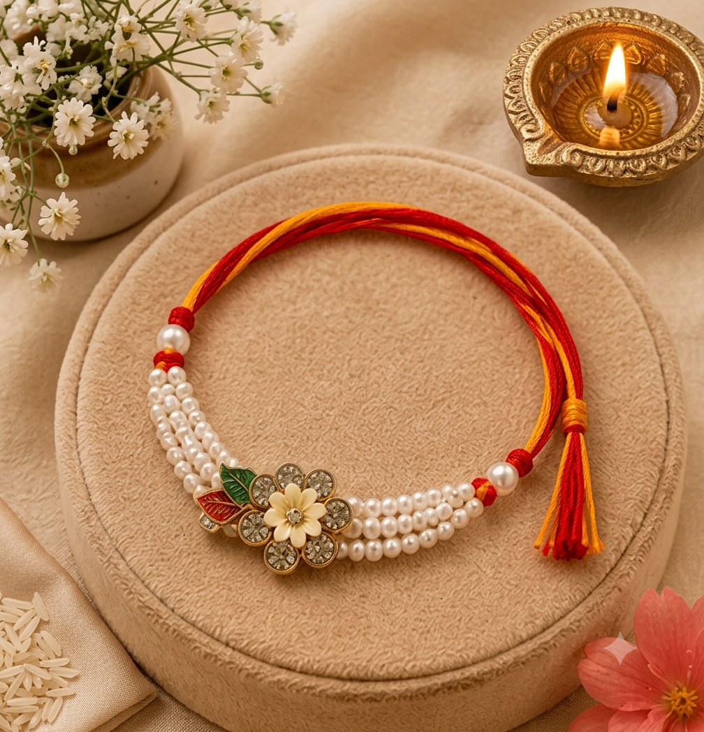 Pearl Floral Designer Rakhi