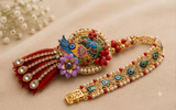 Premium Peacock Designer Rakhi Combo Set