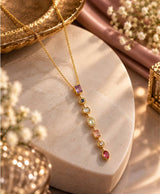 Geometric Multicolor Stone Gold-Tone Necklace – Elegant Statement Jewellery