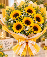 Get Well Sunflower Bouquet – 6 Sunflowers