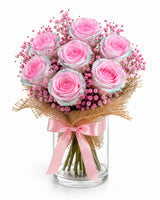 Glass Full of Pink Roses