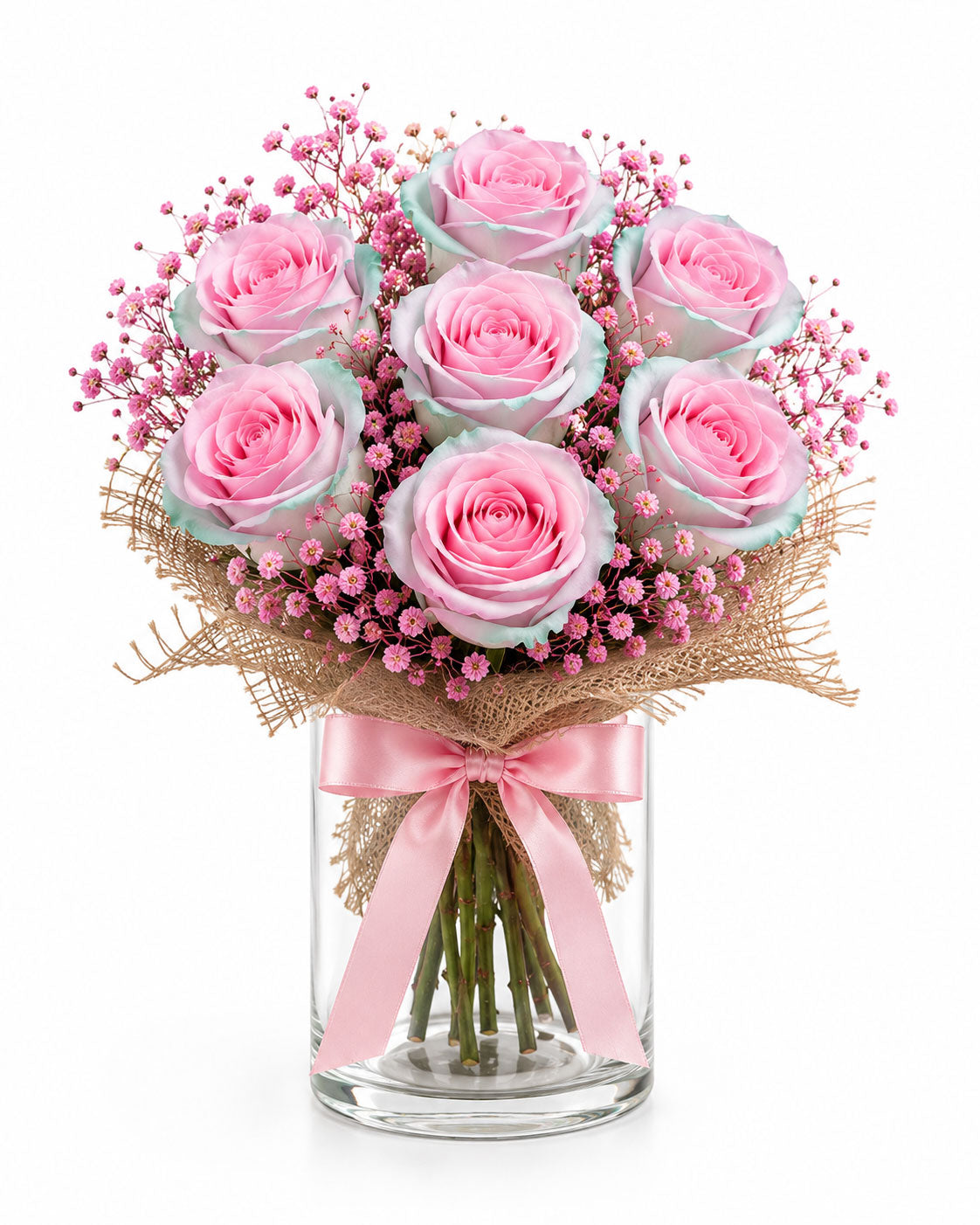 Glass Full of Pink Roses