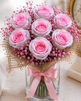 Glass Full of Pink Roses
