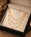 Gold Multi-Layer Beaded Chain Necklace for Women