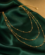 Gold Multi-Layer Beaded Chain Necklace for Women