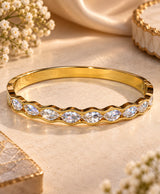 Gold-Tone Marquise Crystal Statement Bangle
